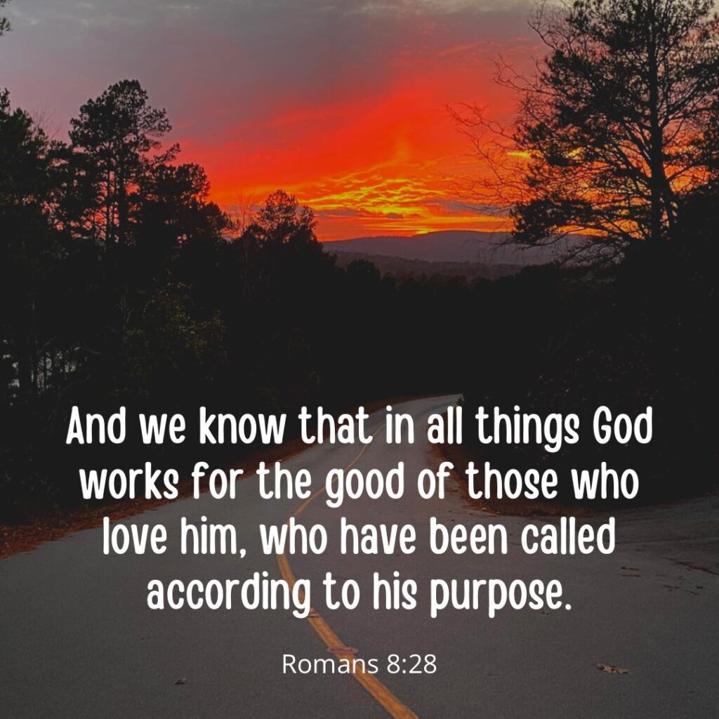 Romans 8:28 And we know that in all things God works for the good of those who love him.
