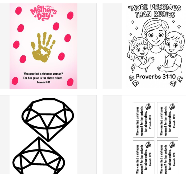 "Worth More Than Rubies" | Proverbs 31:10 Mother's Day Crafts & Lesson